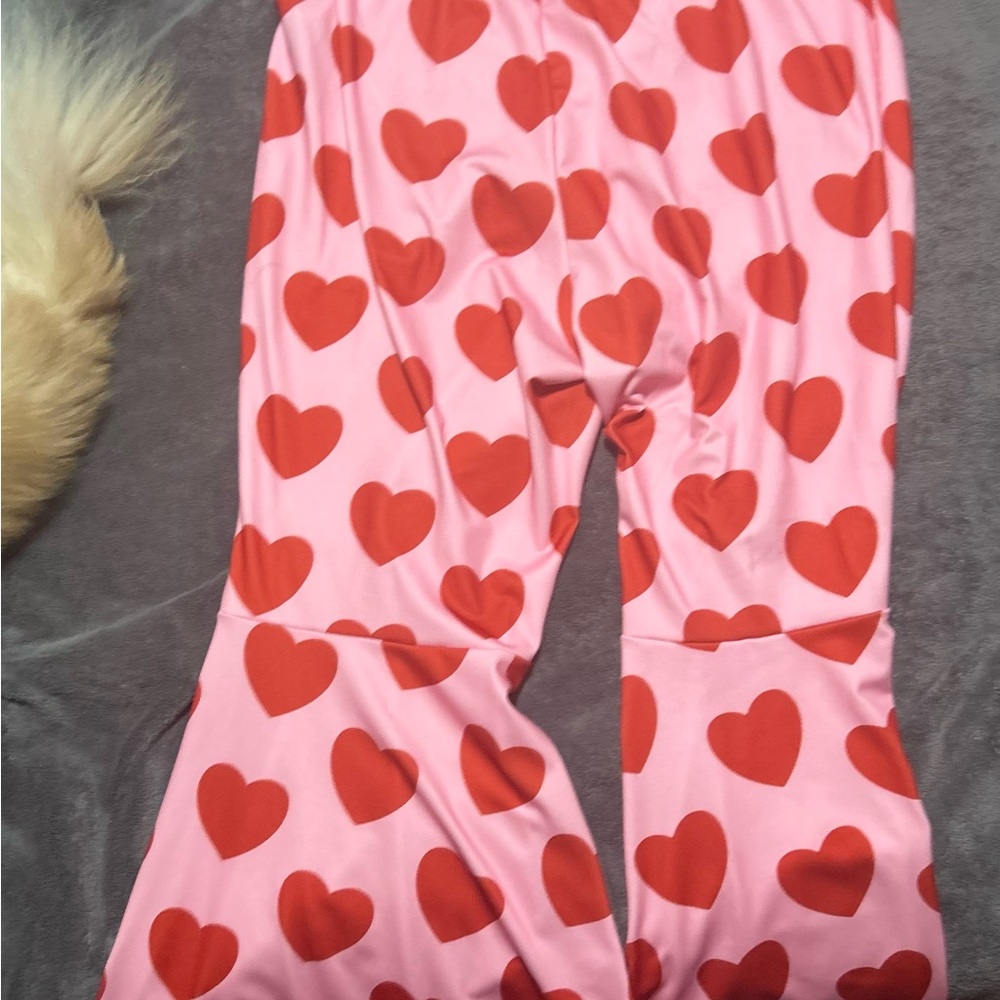Heart Patterned Pink and Red Pants